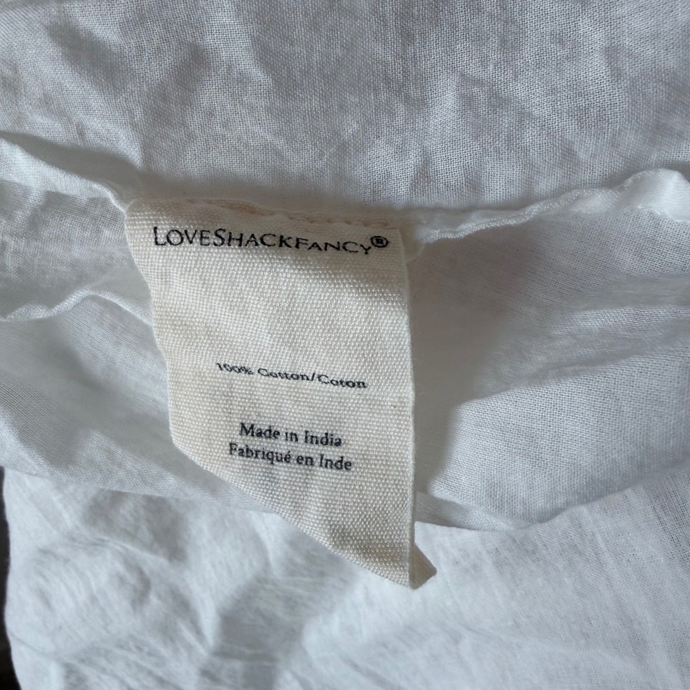 LoveShackFancy White Cotton Lace Maxi Dress Short Puff Sleeve V-Neck Size 2 - Picture 7 of 9